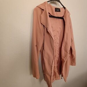Love Tree SZ M Women's Lightweight Open Front Drawstring Coat Jacket Pink